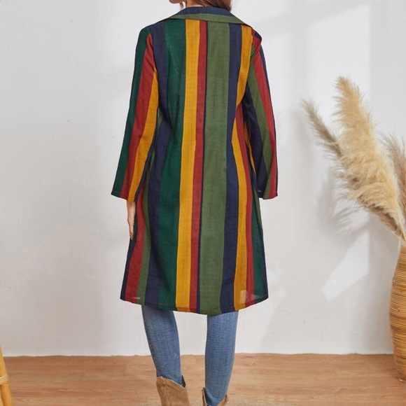 Striped Jacket With Slant Pockets - Picture 5 of 5